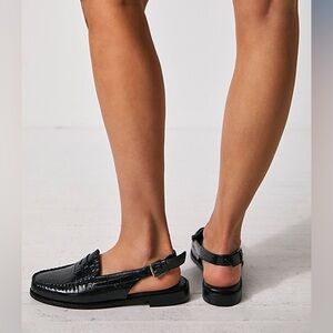 G.H. Bass Black Whitney Sling Back Loafers